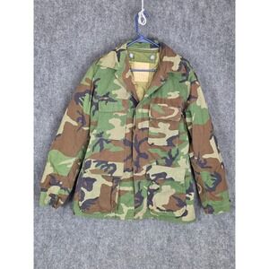 Vintage US Army M65 Field Jacket Woodland Camo Cold‎ Weather Coat Men Sz M Lined